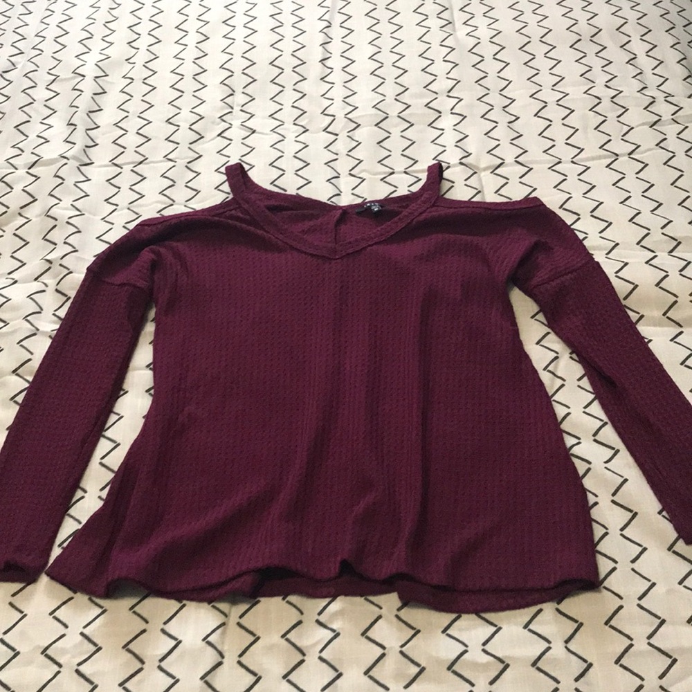 Cold shoulder dark wine colored top